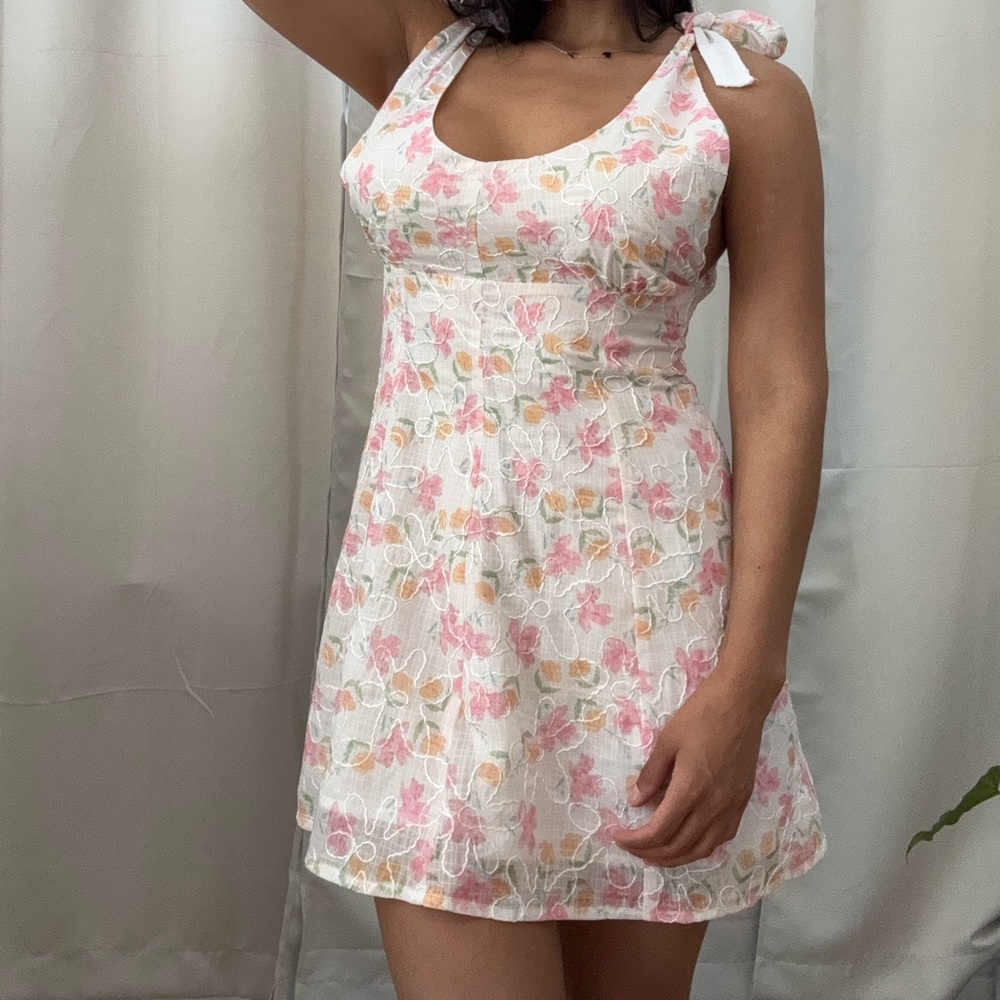 Floral Pink and White Dress - Princess Polly